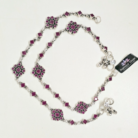 Indian 925 Silver Anklet cutstone